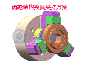 三爪卡盘齿轮结构夹具夹持方案